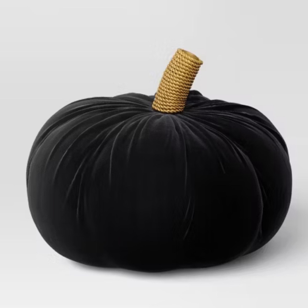 Threshold Black Velvet Decorative Pumpkin Pillow Fall Witchy Whimsigoth Goth‎
